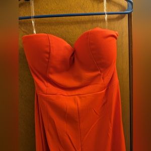 Floor length strapless gown